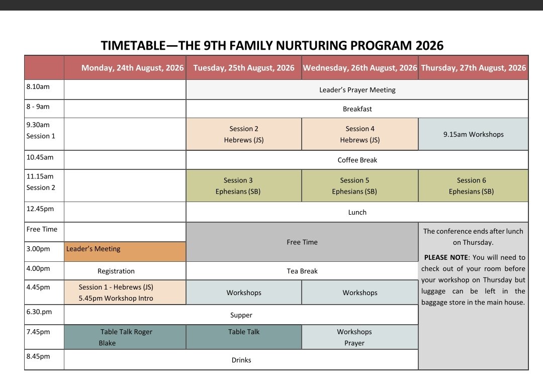 Timetable – The 9th Family Nurturing Program 2026